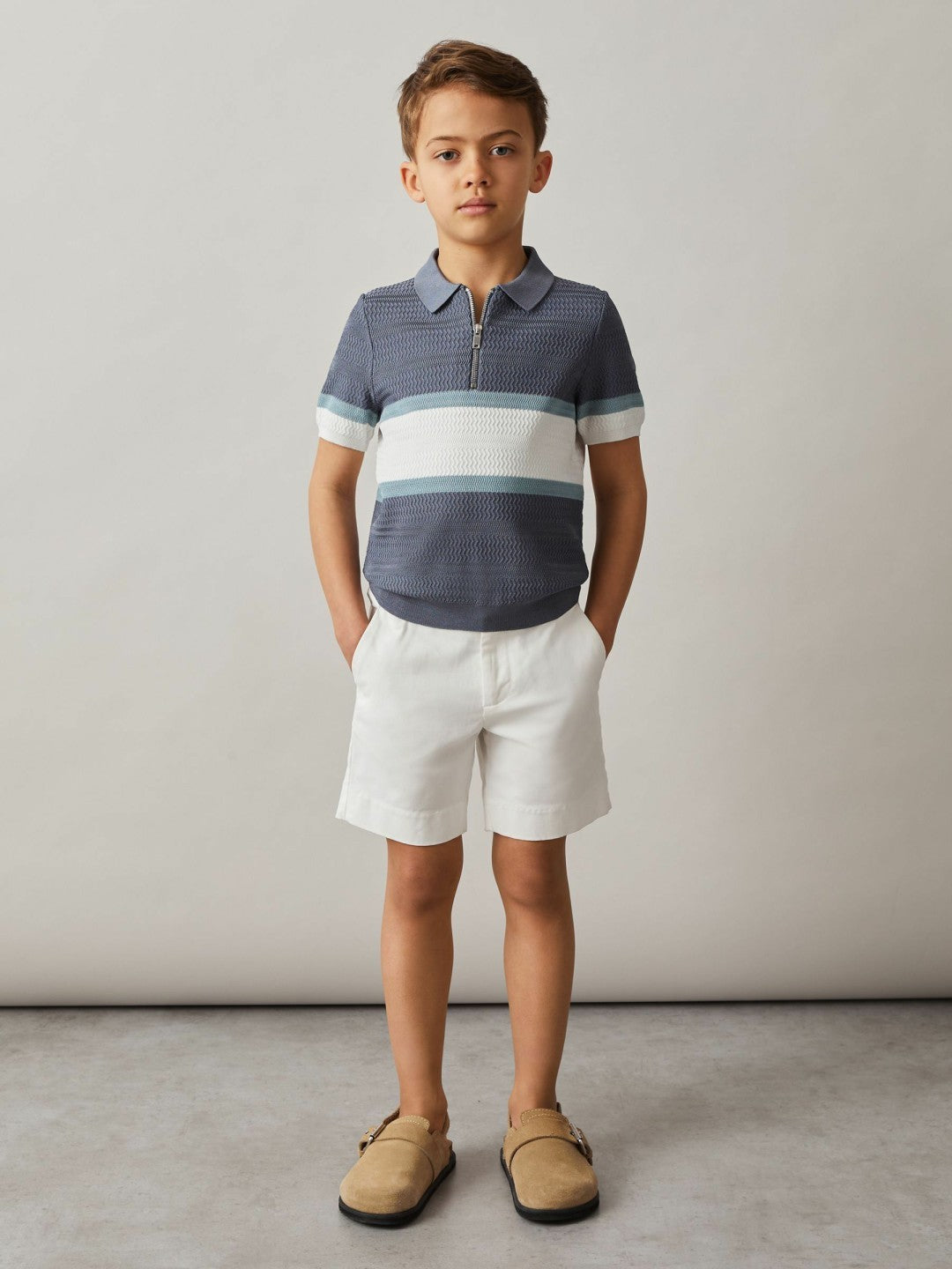 3-9 yrs Cotton Chino Shorts with Stretch in White