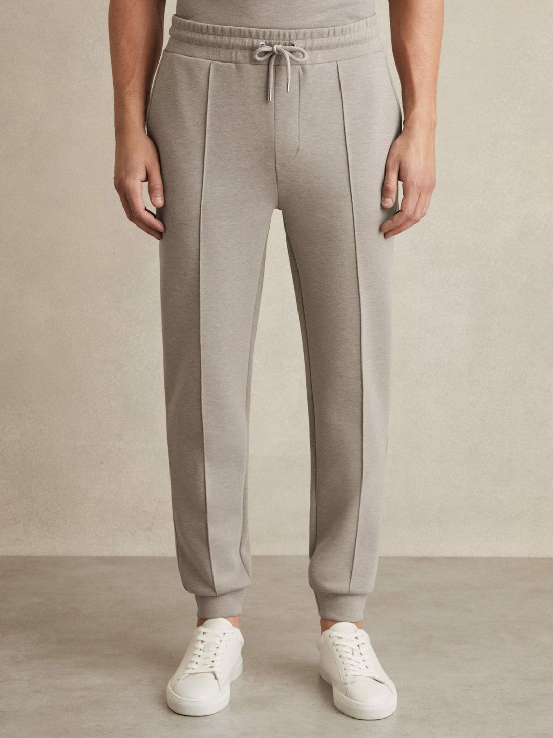 Drawstring Jersey Joggers in Taupe