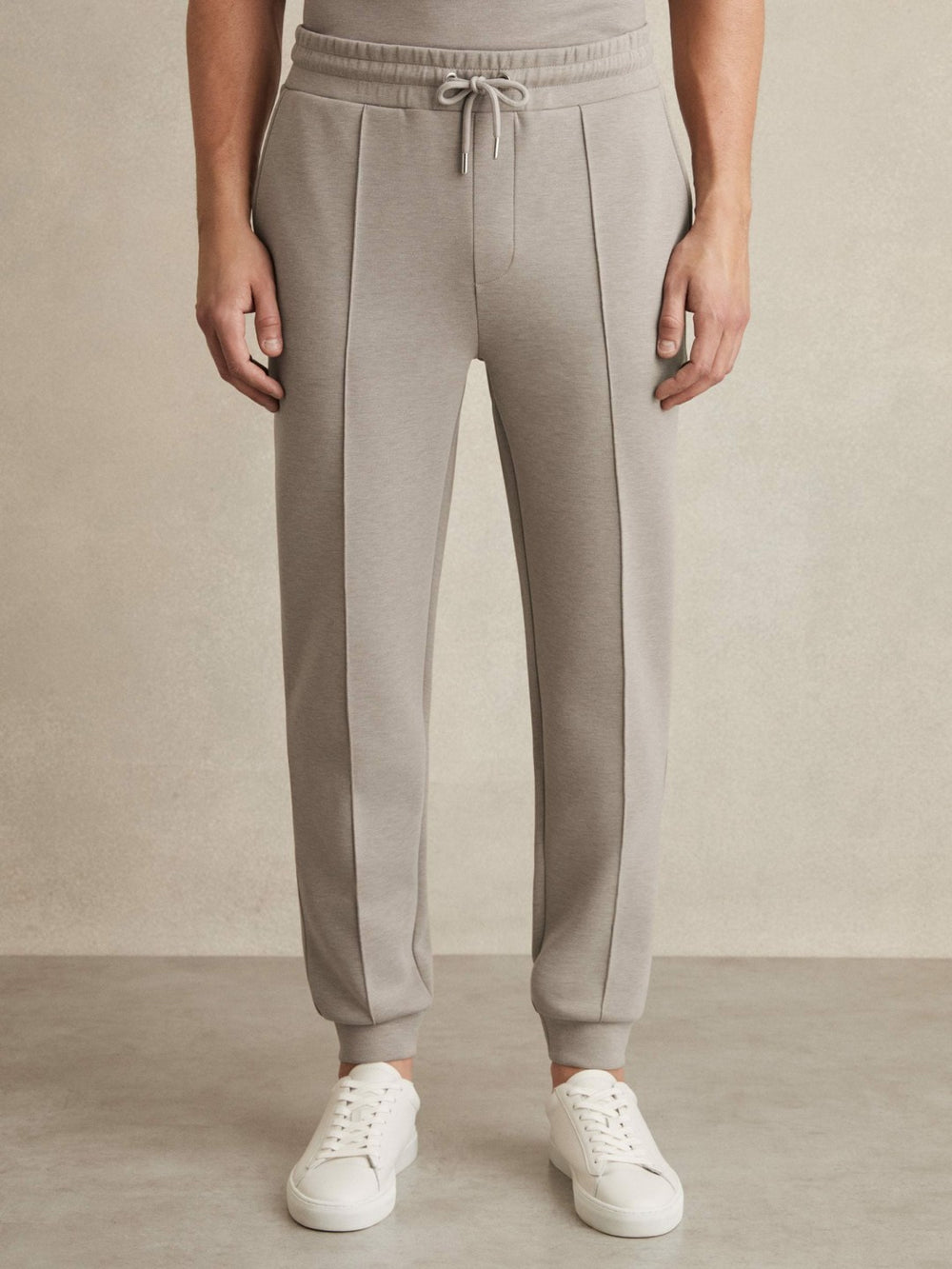 Drawstring Jersey Joggers in Taupe
