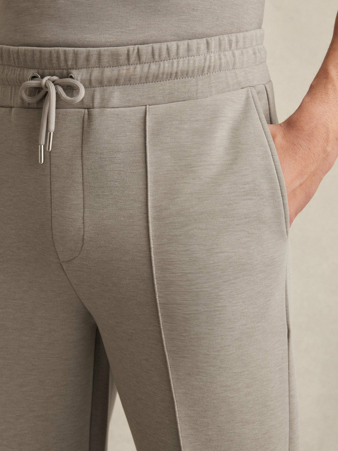 Drawstring Jersey Joggers in Taupe