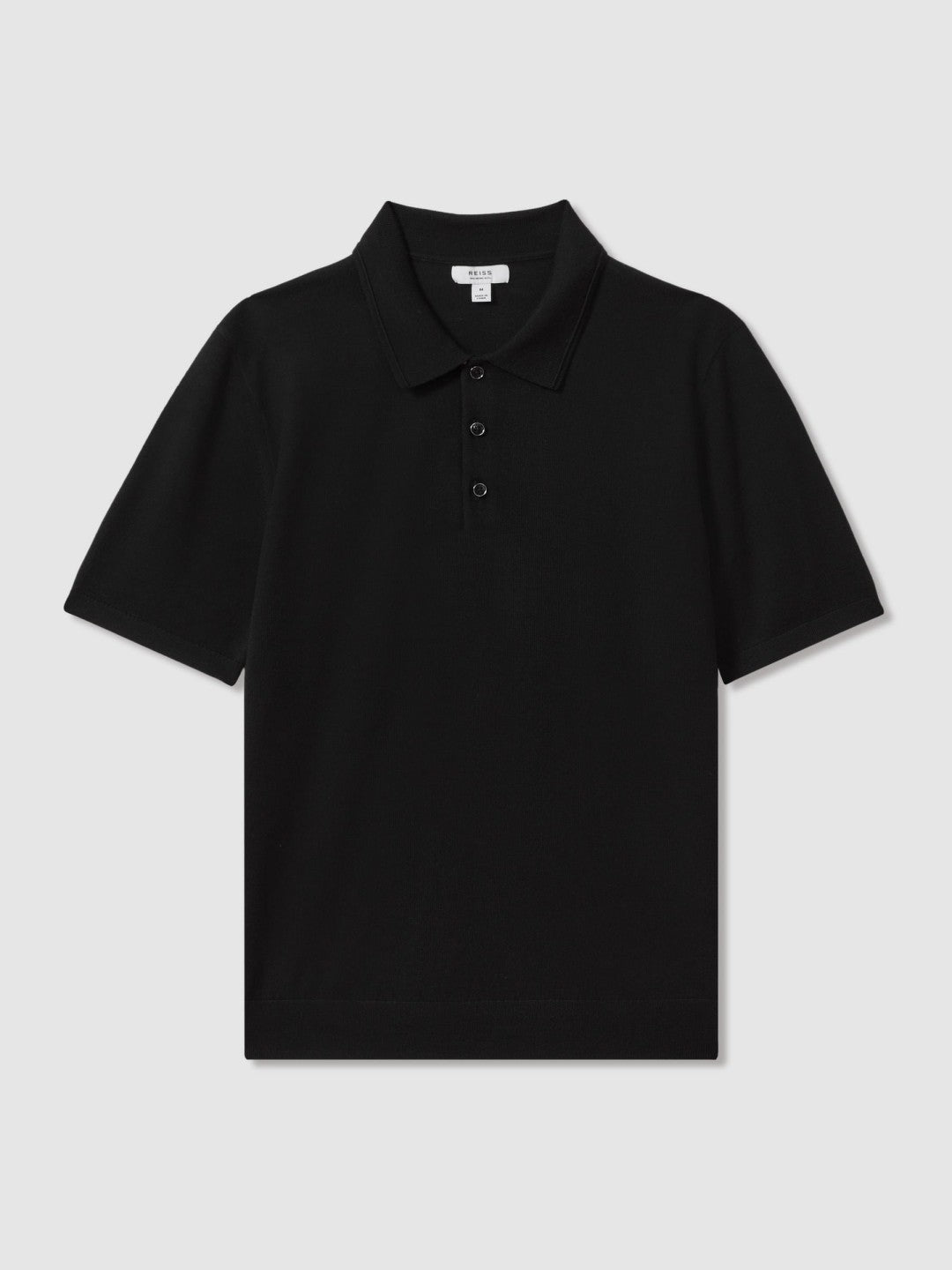 Merino Wool Polo Shirt in Black