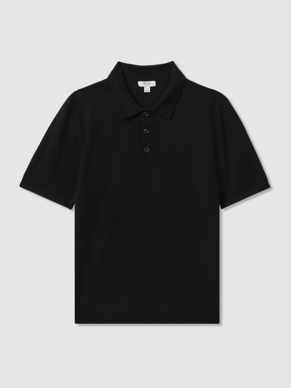 Merino Wool Polo Shirt in Black