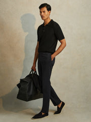 Merino Wool Polo Shirt in Black