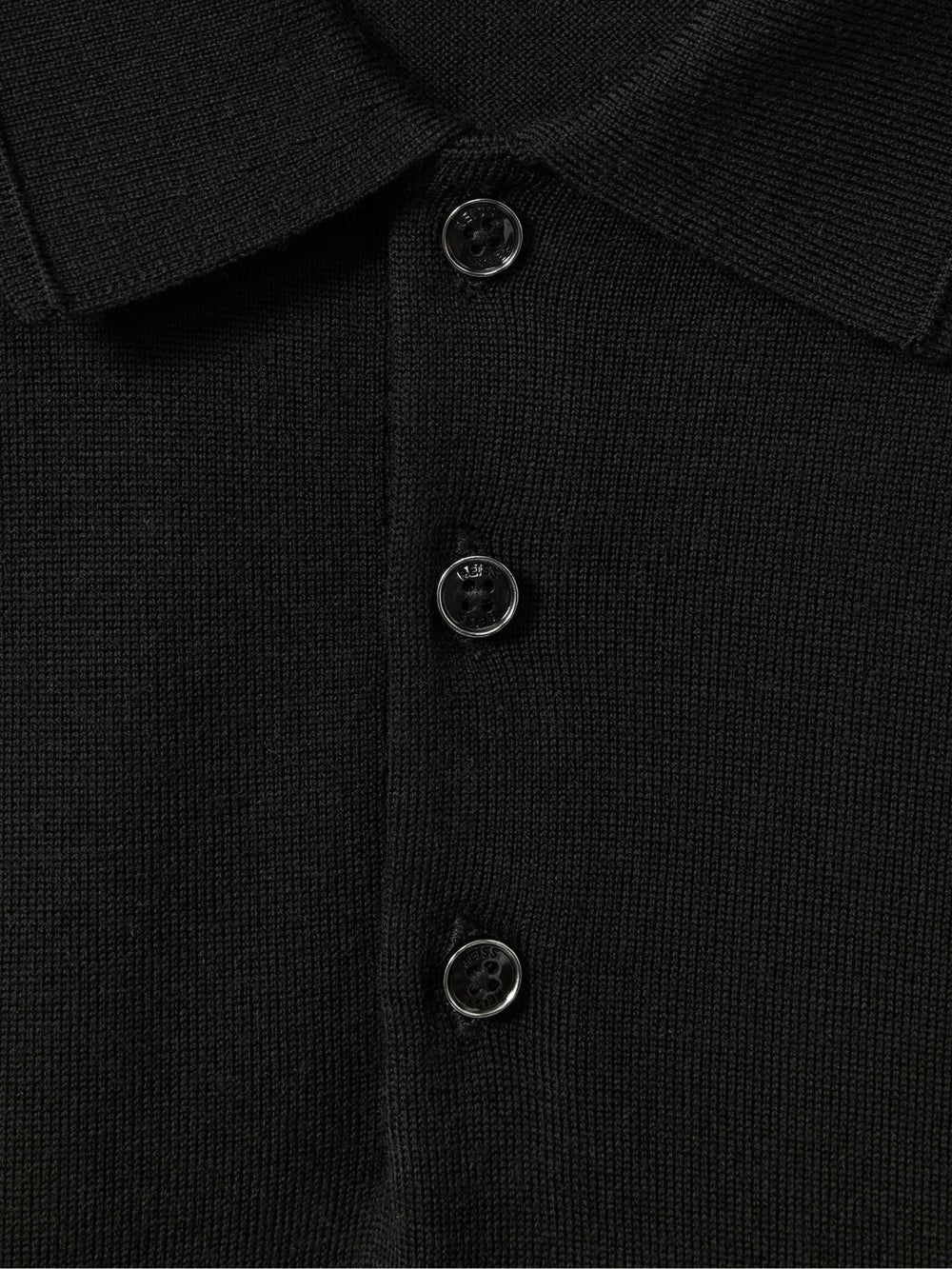 Merino Wool Polo Shirt in Black