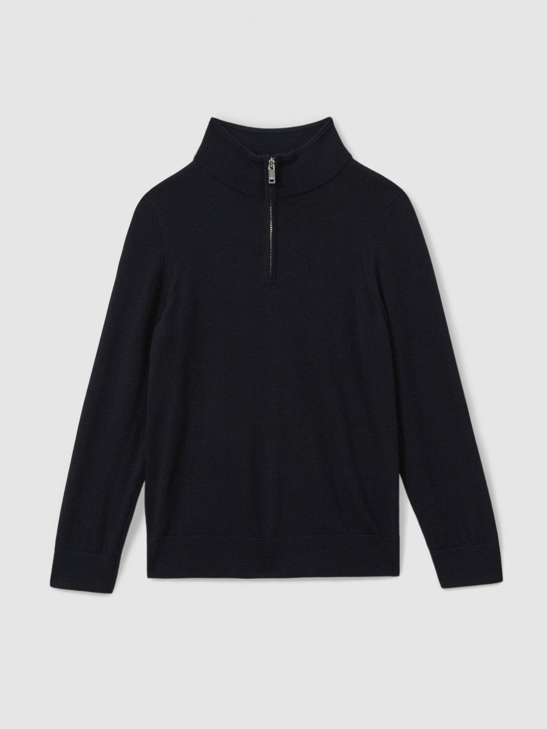 9-13 yrs Merino Wool Half-Zip Funnel Neck Jumper in Navy