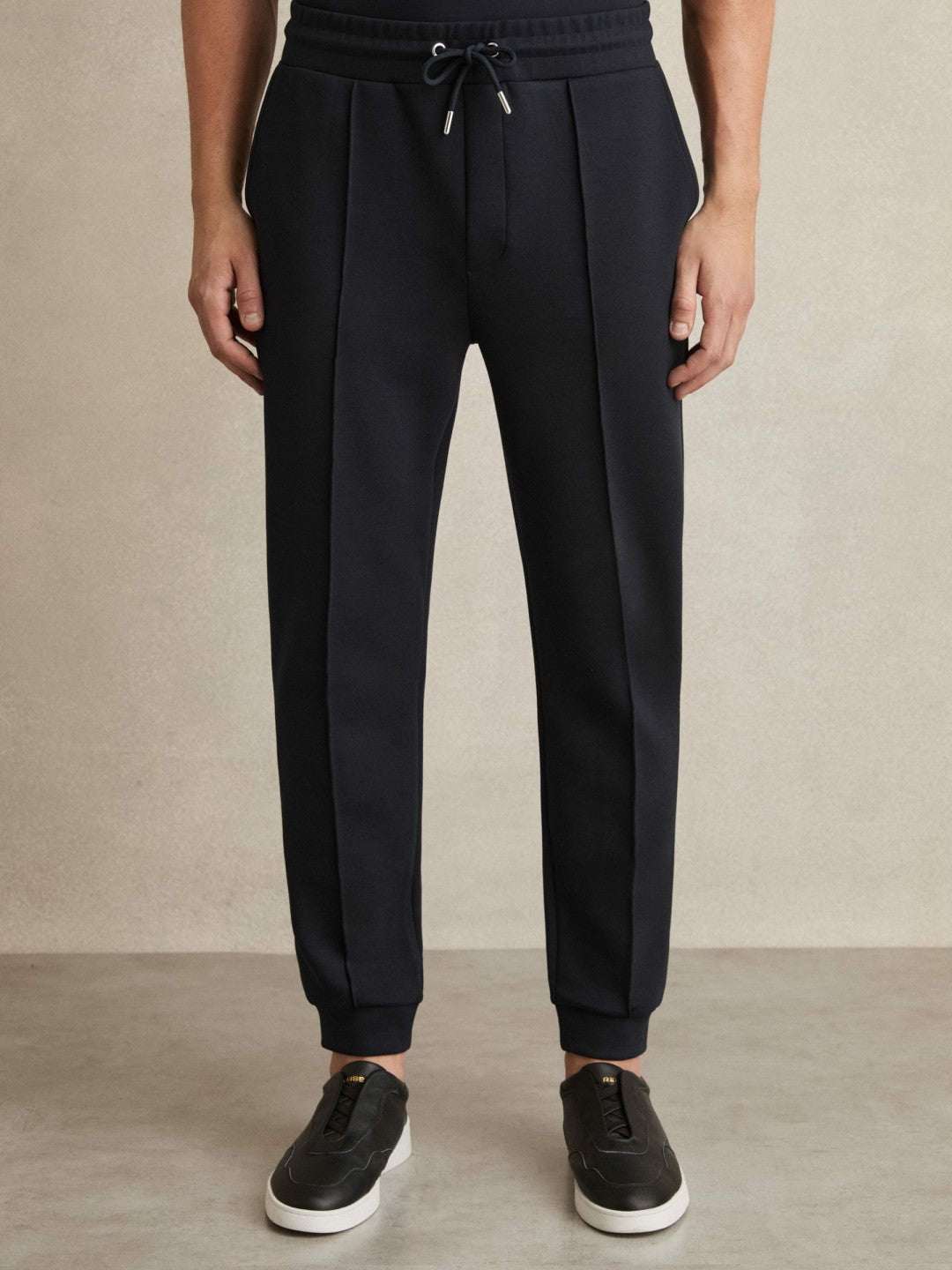 Drawstring Jersey Joggers in Navy Blue