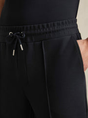 Drawstring Jersey Joggers in Navy Blue
