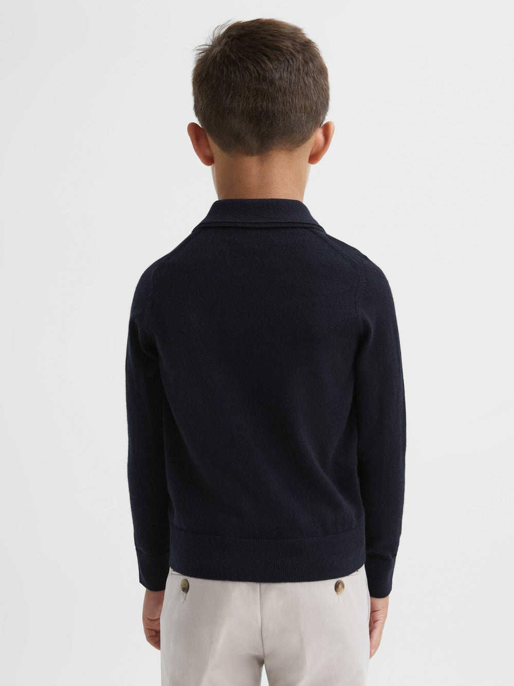 9-14 yrs Merino Wool Polo Shirt in Navy