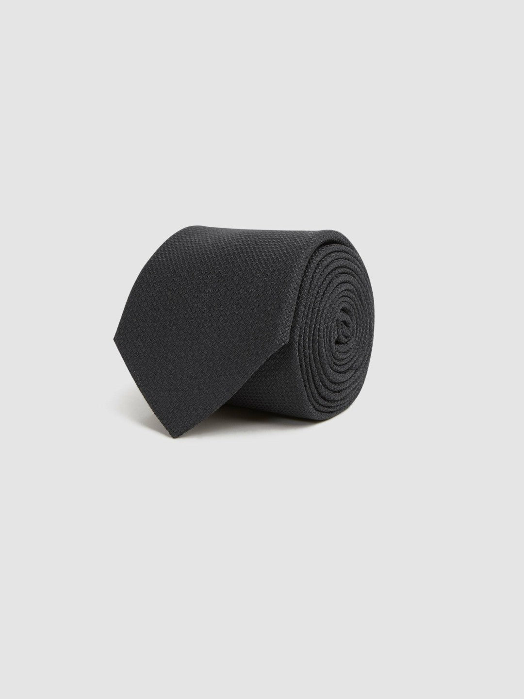 Textured Silk Blend Tie in Black