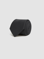 Textured Silk Blend Tie in Black