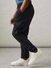 9-14 yrs Technical Drawstring Cuffed Cargo Trousers in Navy