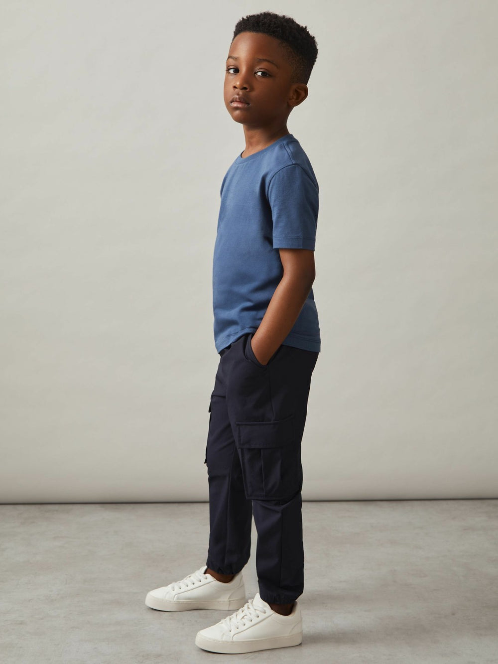 9-14 yrs Technical Drawstring Cuffed Cargo Trousers in Navy