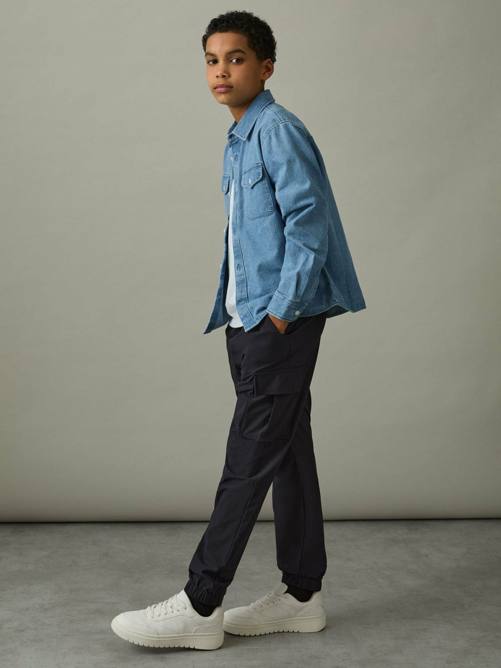 3-9 yrs Technical Drawstring Cuffed Cargo Trousers in Navy