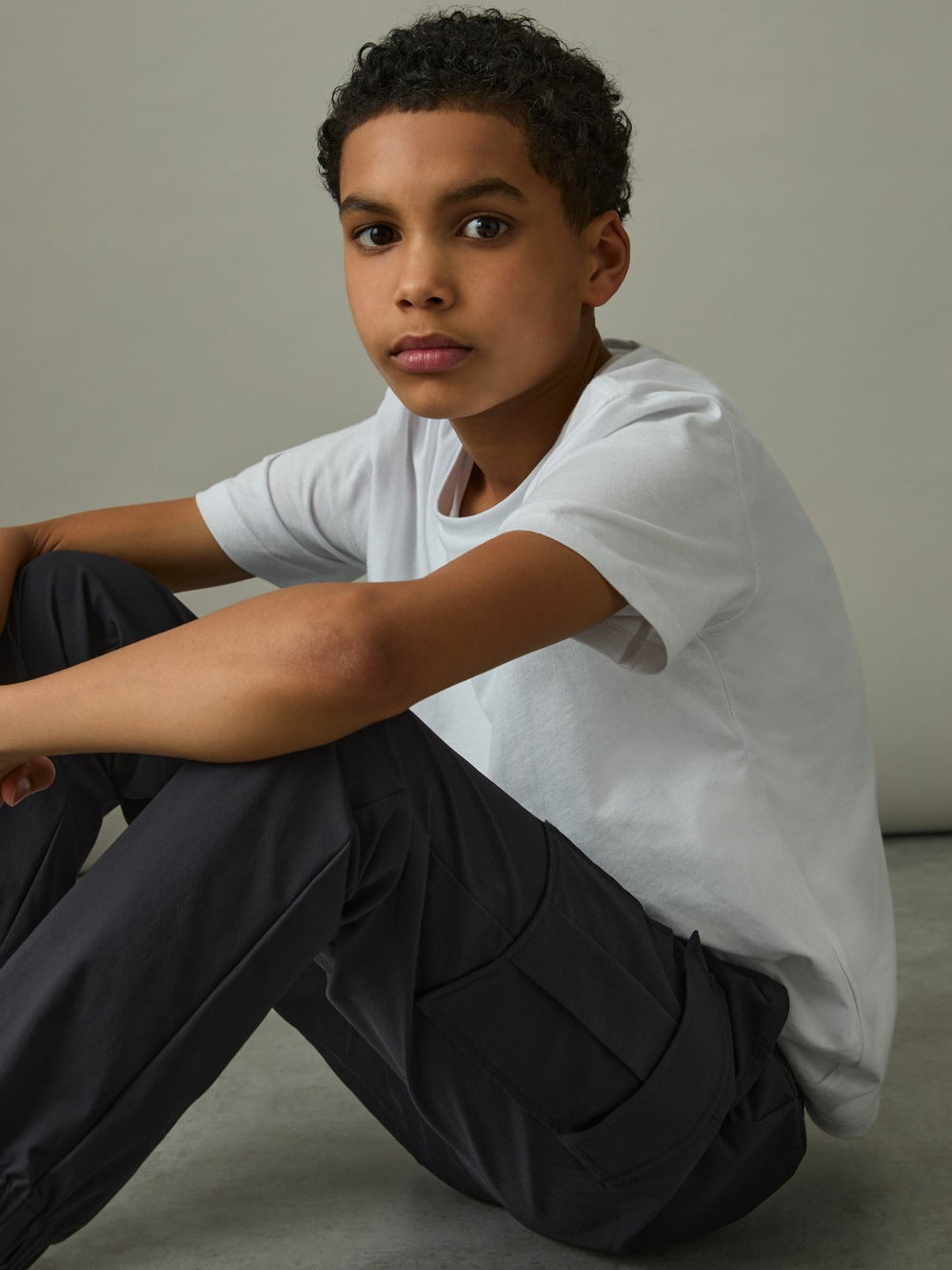 3-9 yrs Technical Drawstring Cuffed Cargo Trousers in Navy