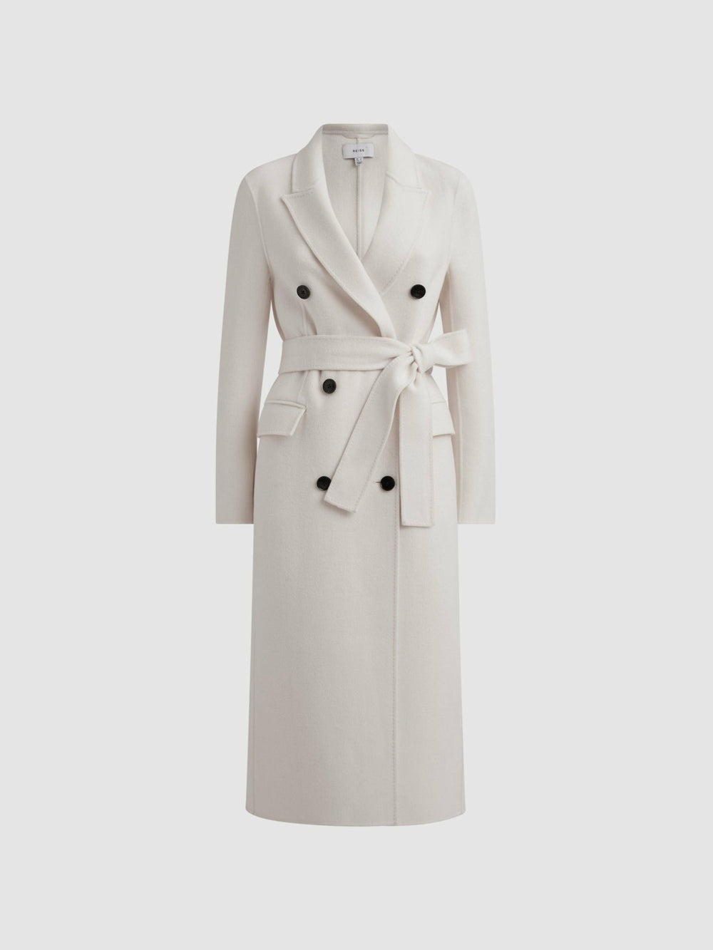 Petite Relaxed Wool Blend Blindseam Belted Coat in Cream