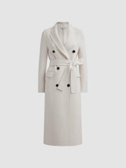 Petite Relaxed Wool Blend Blindseam Belted Coat in Cream