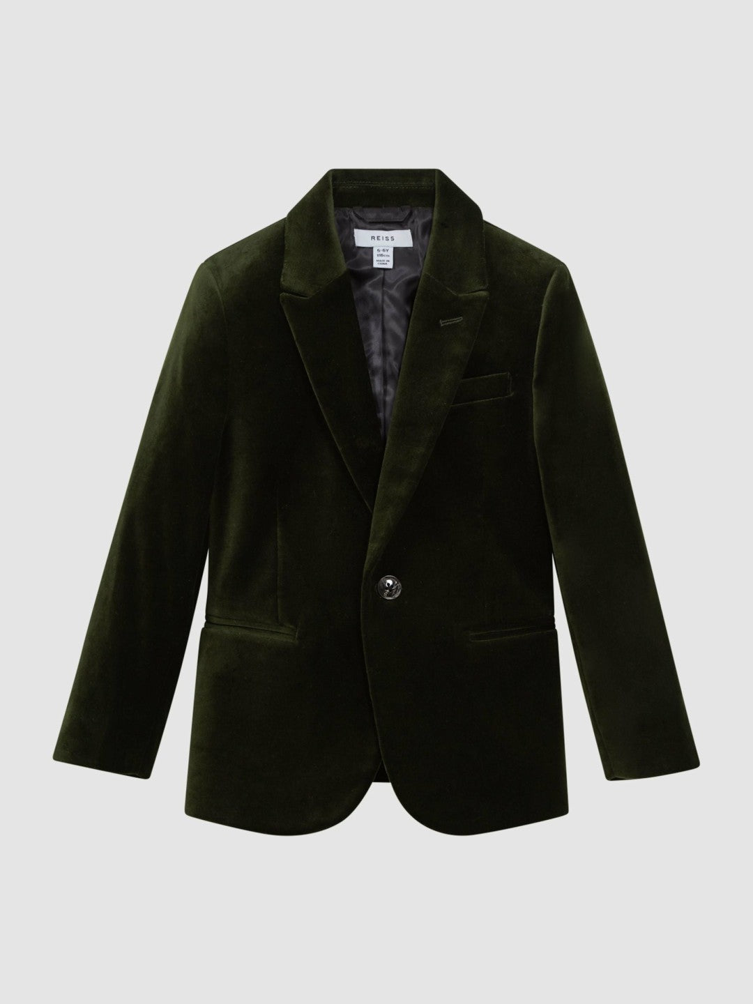 9-14 yrs Slim Fit Velvet Single Breasted Blazer in Emerald