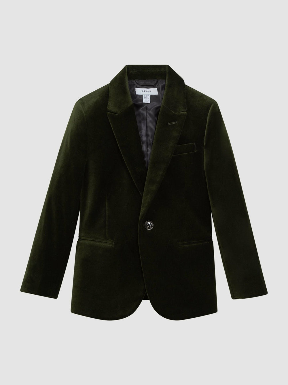 9-14 yrs Slim Fit Velvet Single Breasted Blazer in Emerald