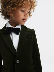 9-14 yrs Slim Fit Velvet Single Breasted Blazer in Emerald