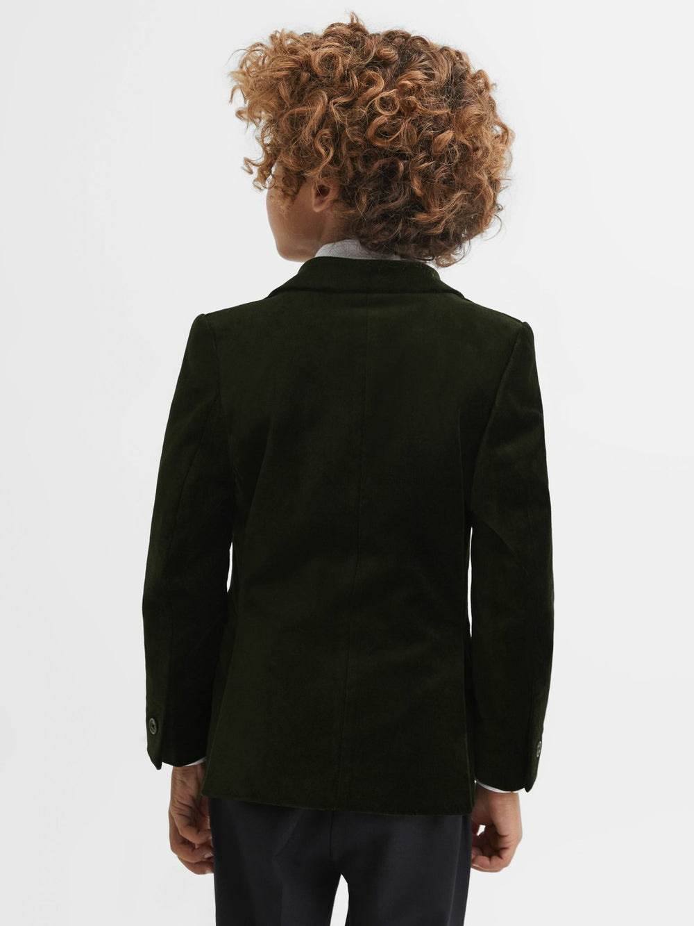 9-14 yrs Slim Fit Velvet Single Breasted Blazer in Emerald