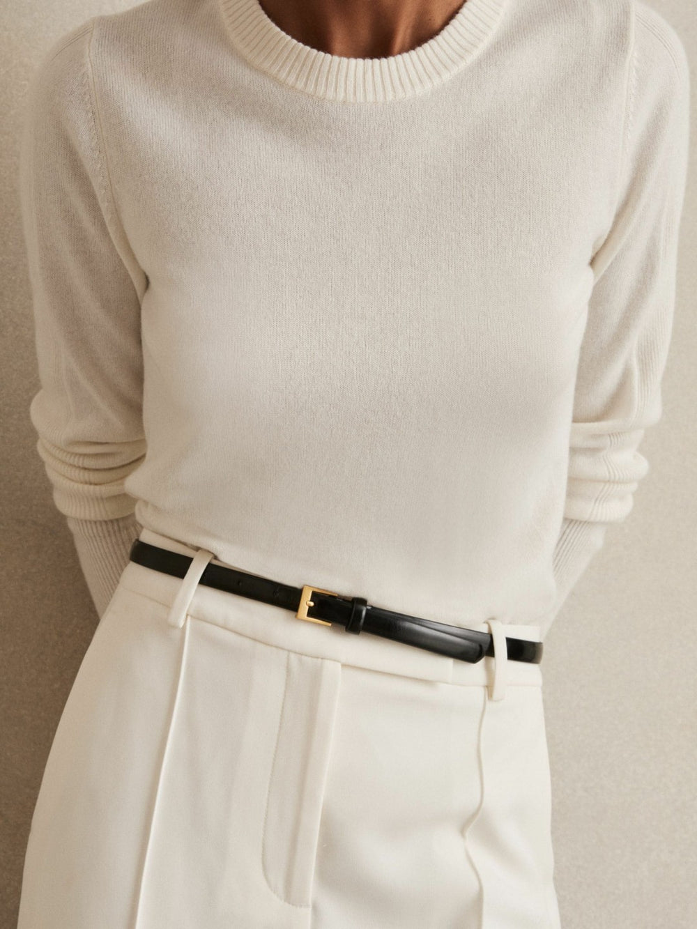 Thin Leather Belt in Black