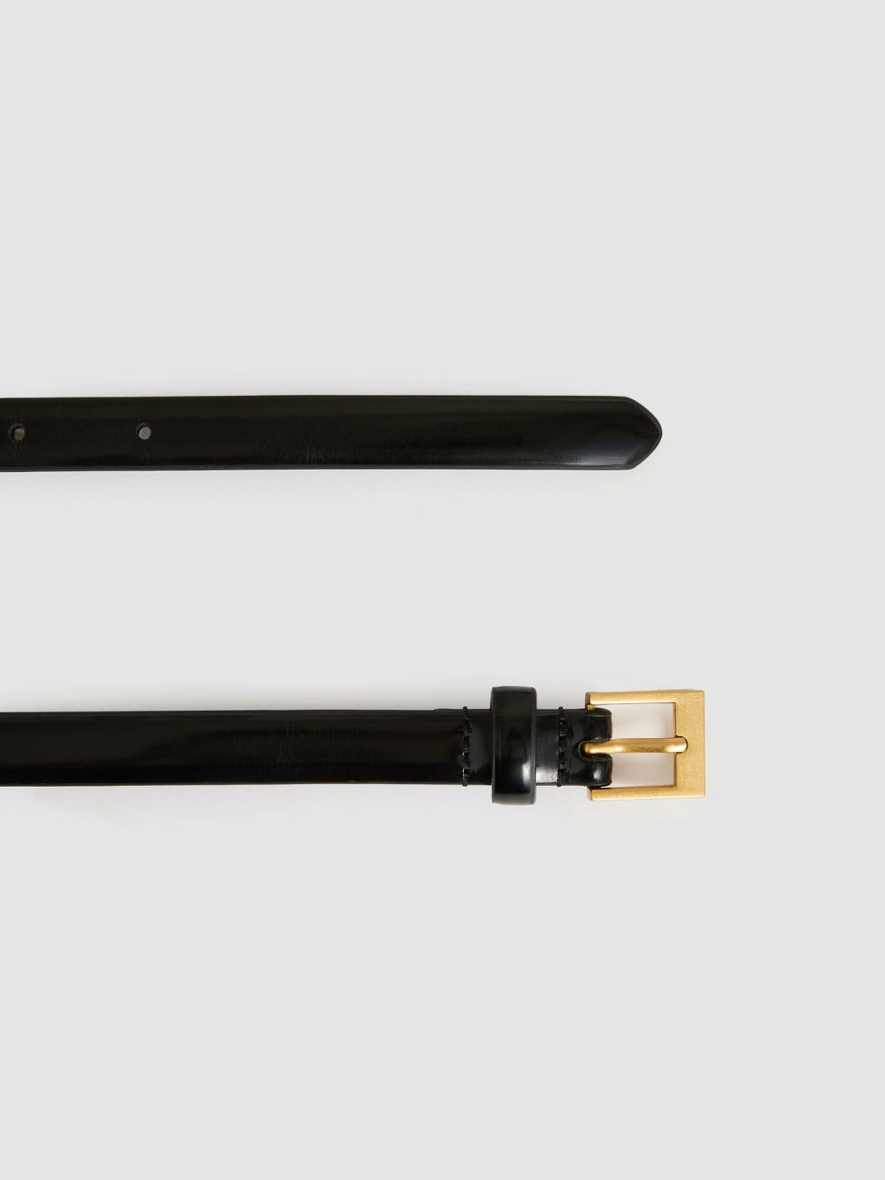 Thin Leather Belt in Black