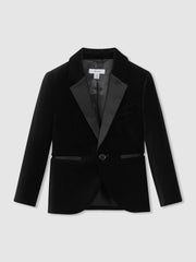 13-14 yrs Single Breasted Velvet Blazer in Black