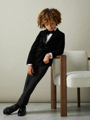 13-14 yrs Single Breasted Velvet Blazer in Black