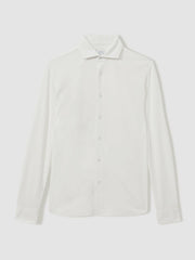 Modal Blend Cutaway Collar Shirt in White