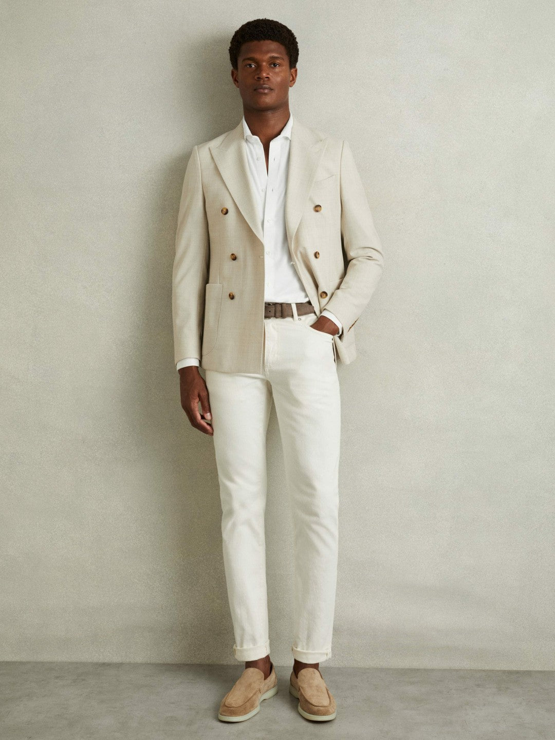 Modal Blend Cutaway Collar Shirt in White
