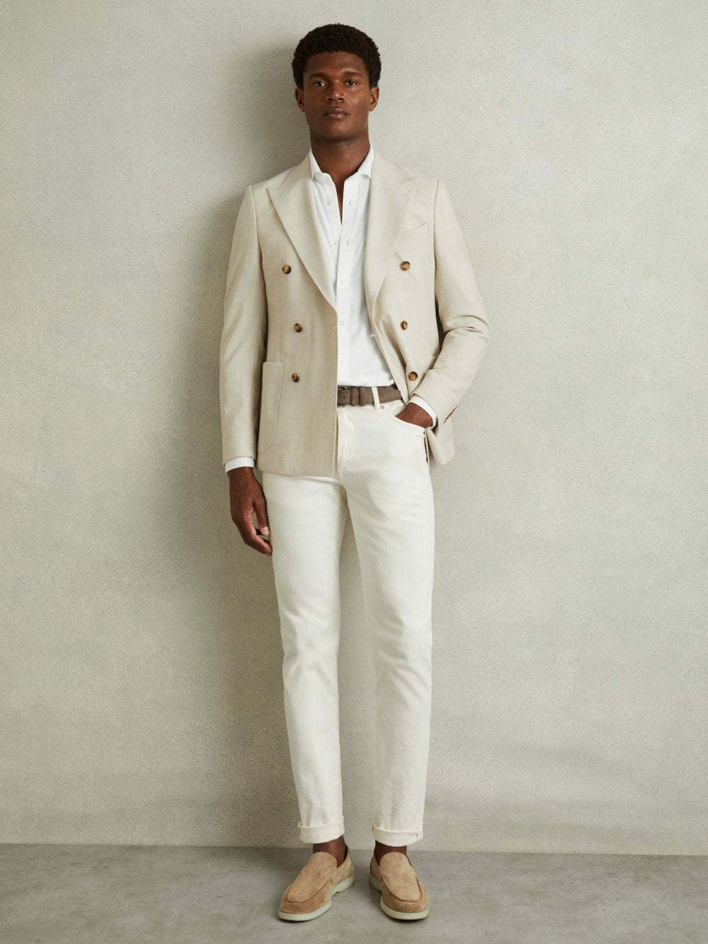 Modal Blend Cutaway Collar Shirt in White