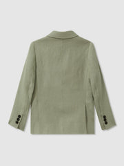 9-13 yrs Linen Single Breasted Blazer in Apple