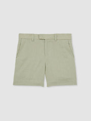 13-14 yrs Slim Fit Linen Adjustable Trousers in Apple