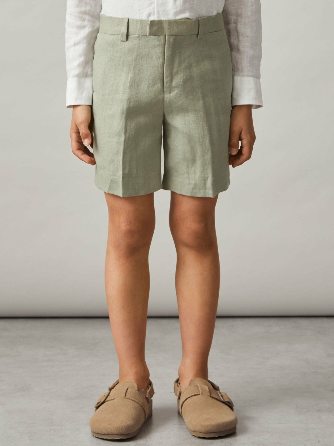 13-14 yrs Slim Fit Linen Adjustable Trousers in Apple