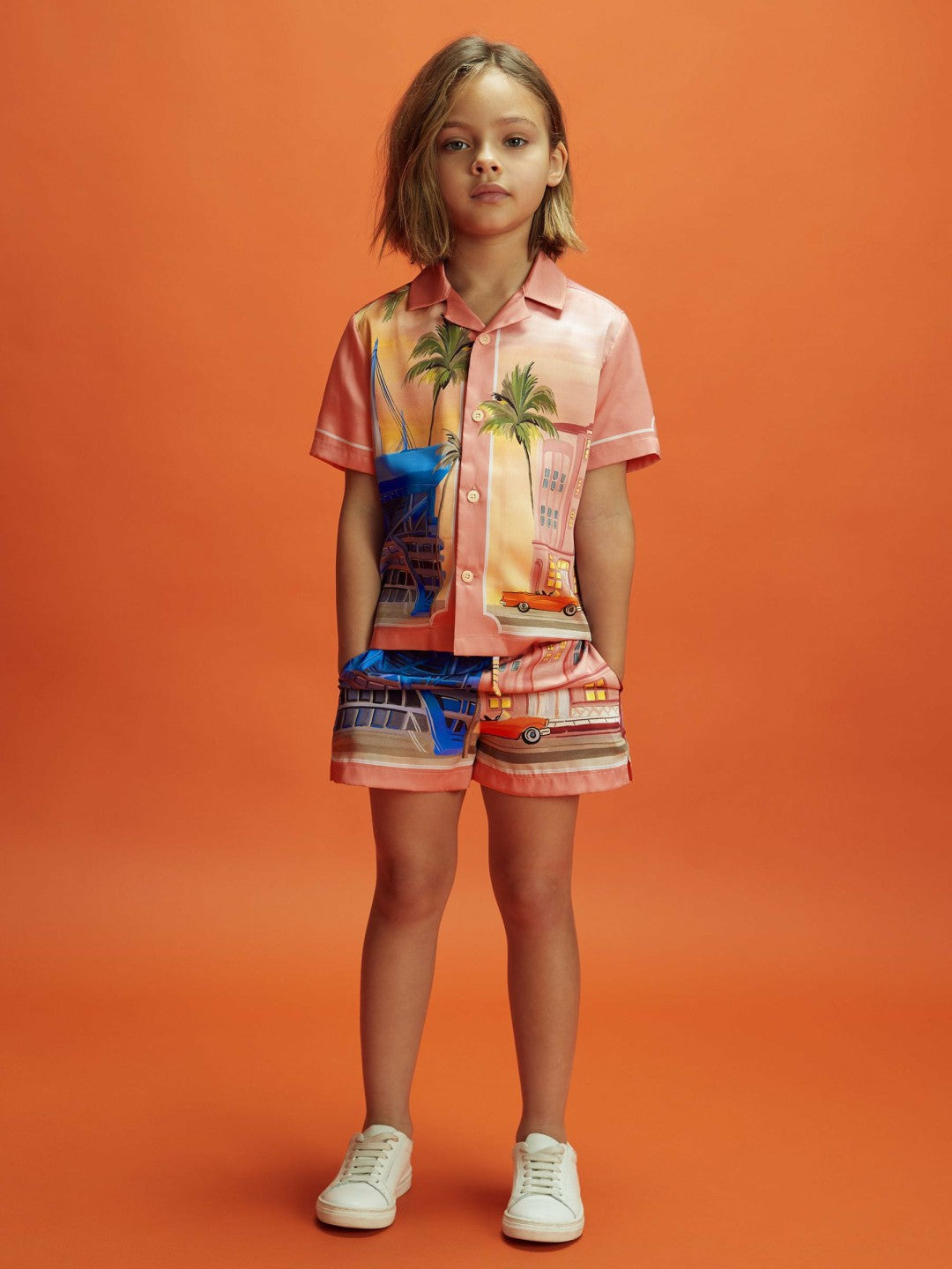 Senior McLaren F1 Miami Drawstring Shorts in Pink Multi