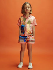 Senior McLaren F1 Miami Drawstring Shorts in Pink Multi