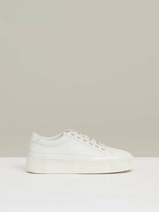 Grained Leather Platform Trainers in White