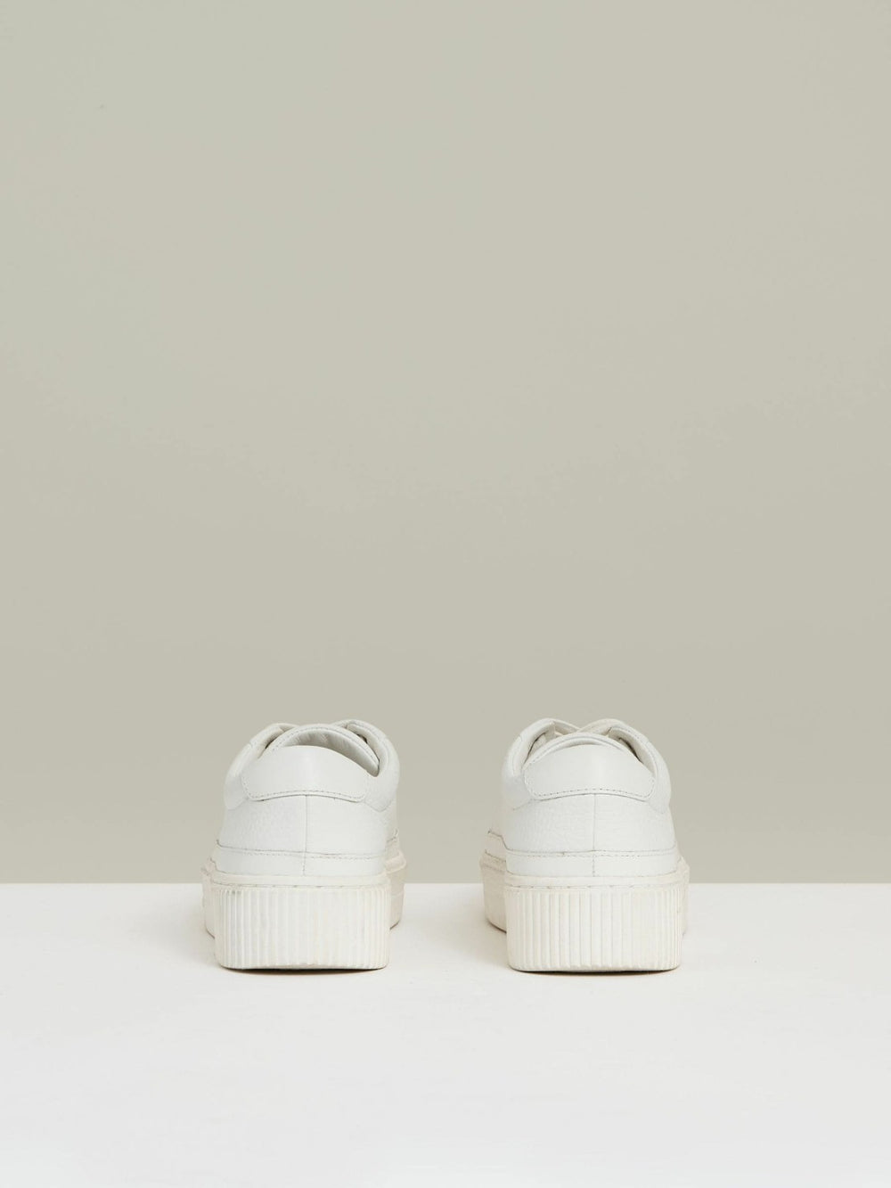 Grained Leather Platform Trainers in White