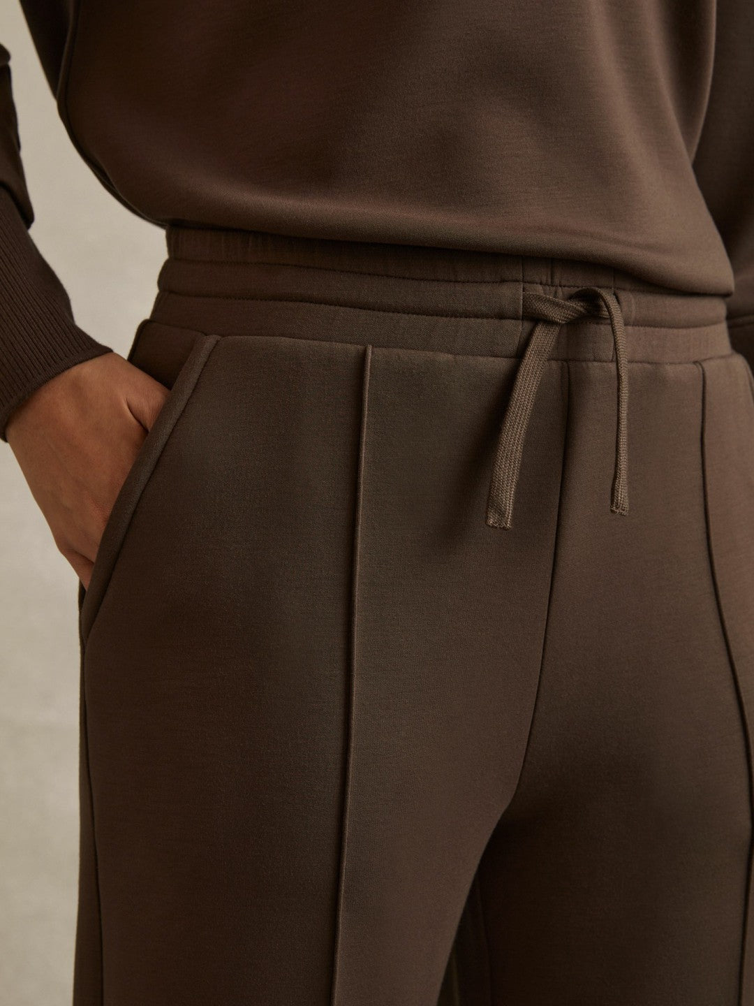 Interlock Wide-Leg Joggers in Chocolate