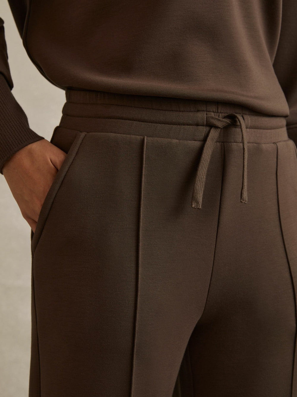 Interlock Wide-Leg Joggers in Chocolate