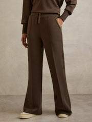 Interlock Wide-Leg Joggers in Chocolate