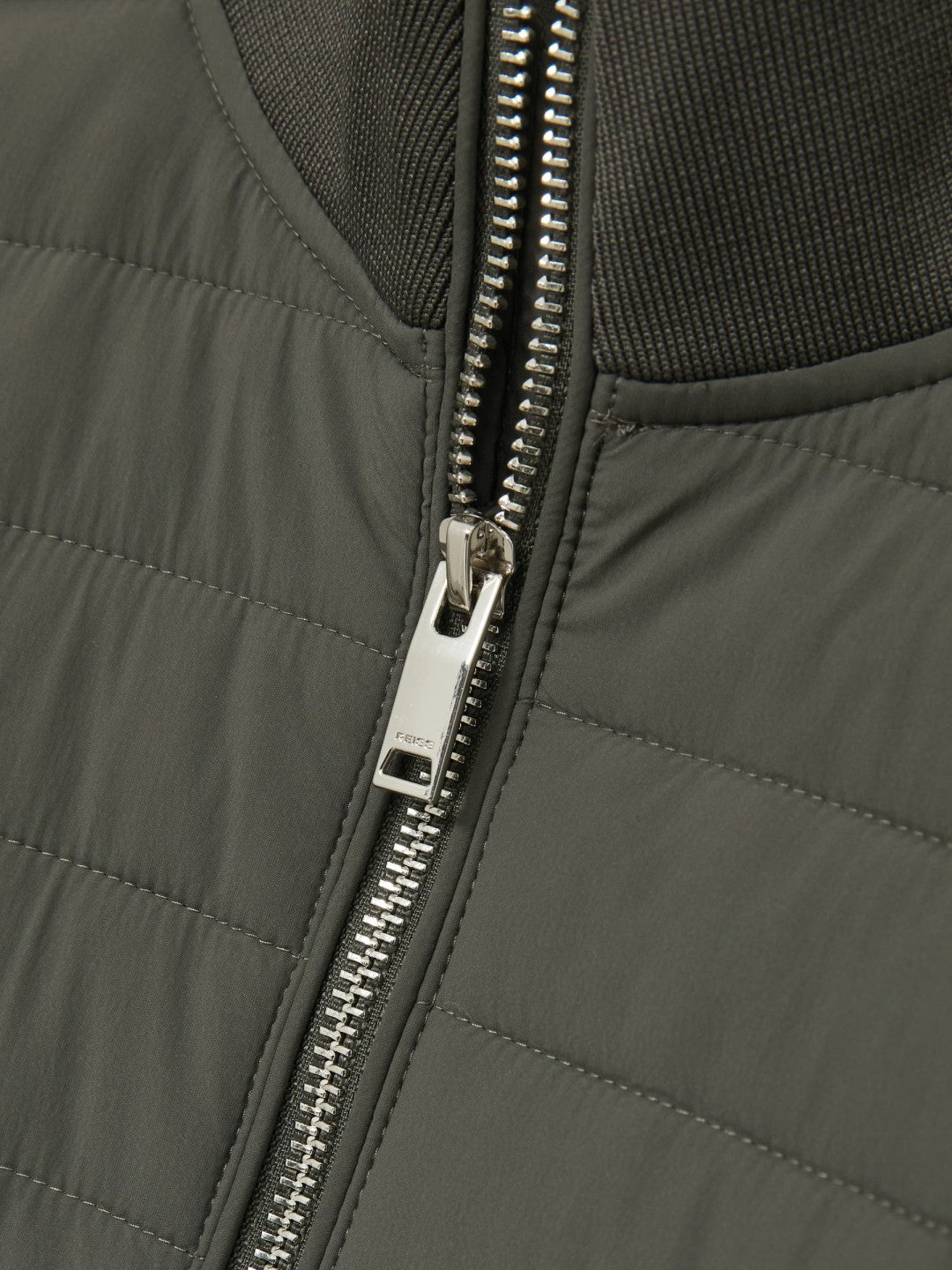Hybrid Quilt and Knit Zip-Through Jacket in Sage