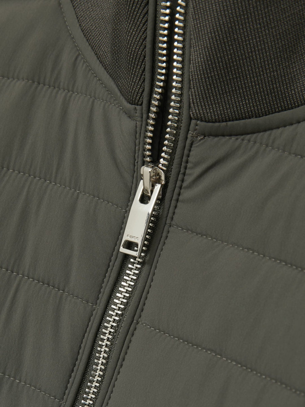 Hybrid Quilt and Knit Zip-Through Jacket in Sage