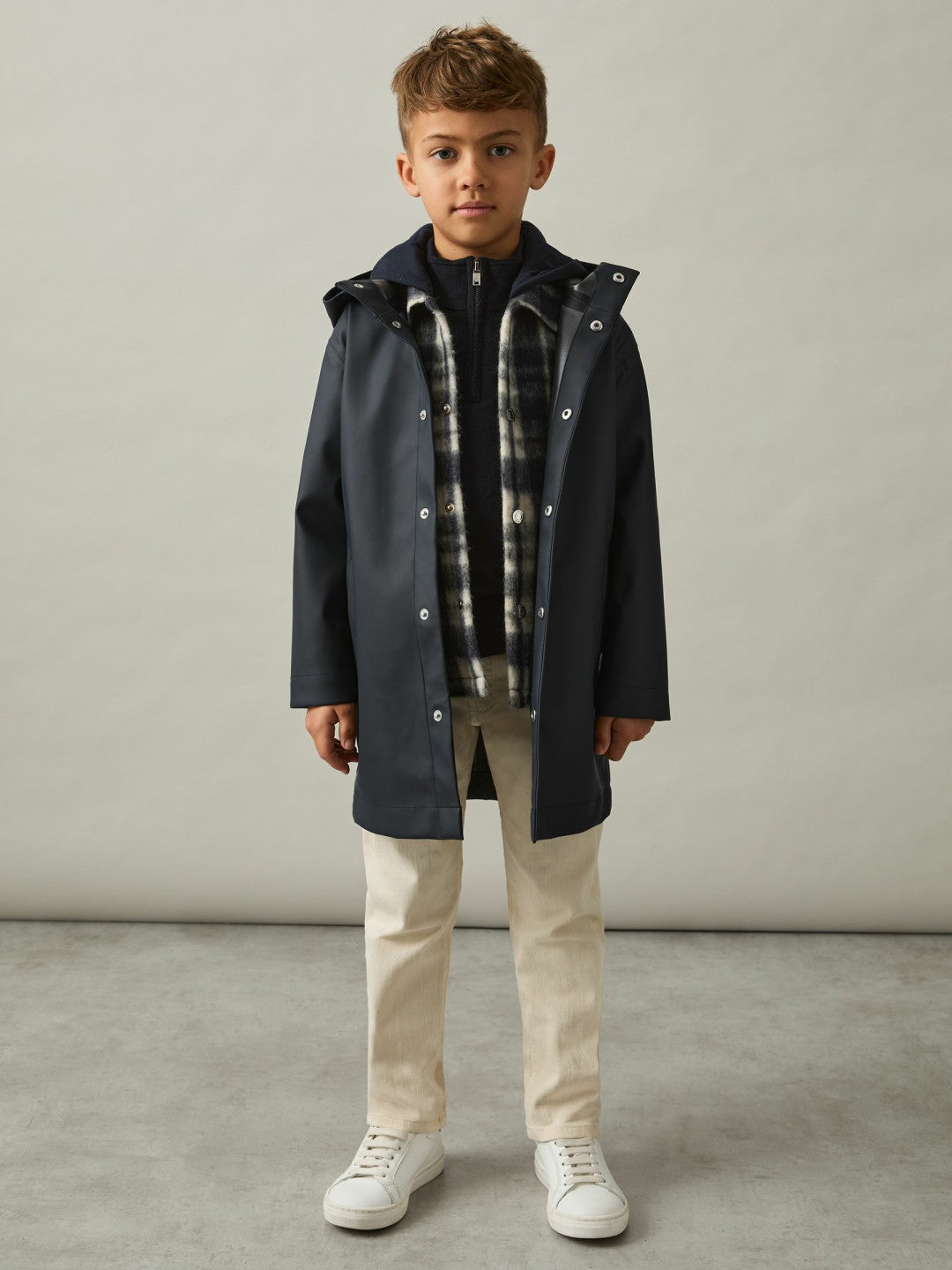 13-14 yrs Water Repellent Hooded Coat in Navy