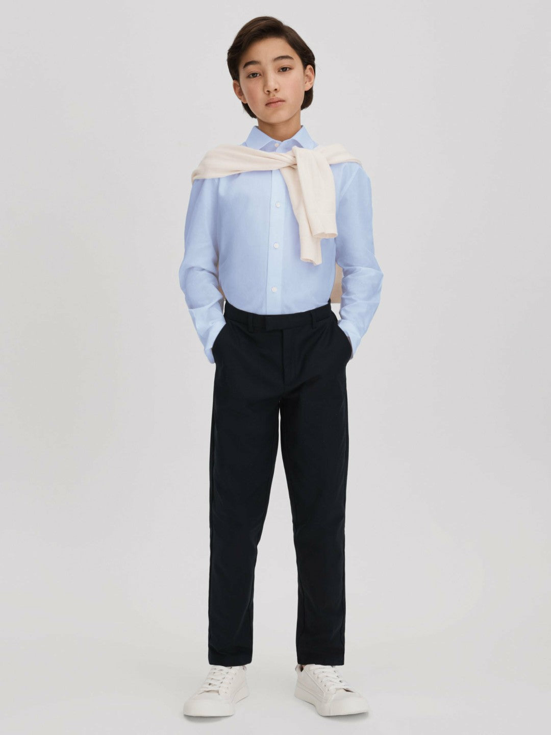 3-9 yrs Slim Fit Cotton Shirt in Soft Blue