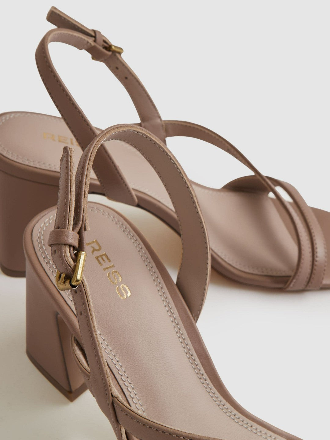 Strappy Leather Heeled Sandals in Nude