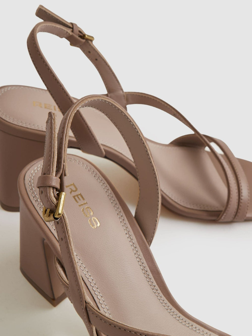 Strappy Leather Heeled Sandals in Nude