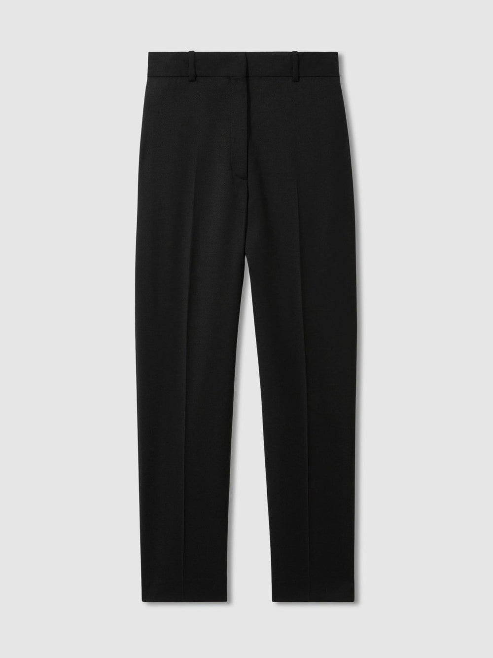 Wool Blend Tapered Suit Trousers in Black