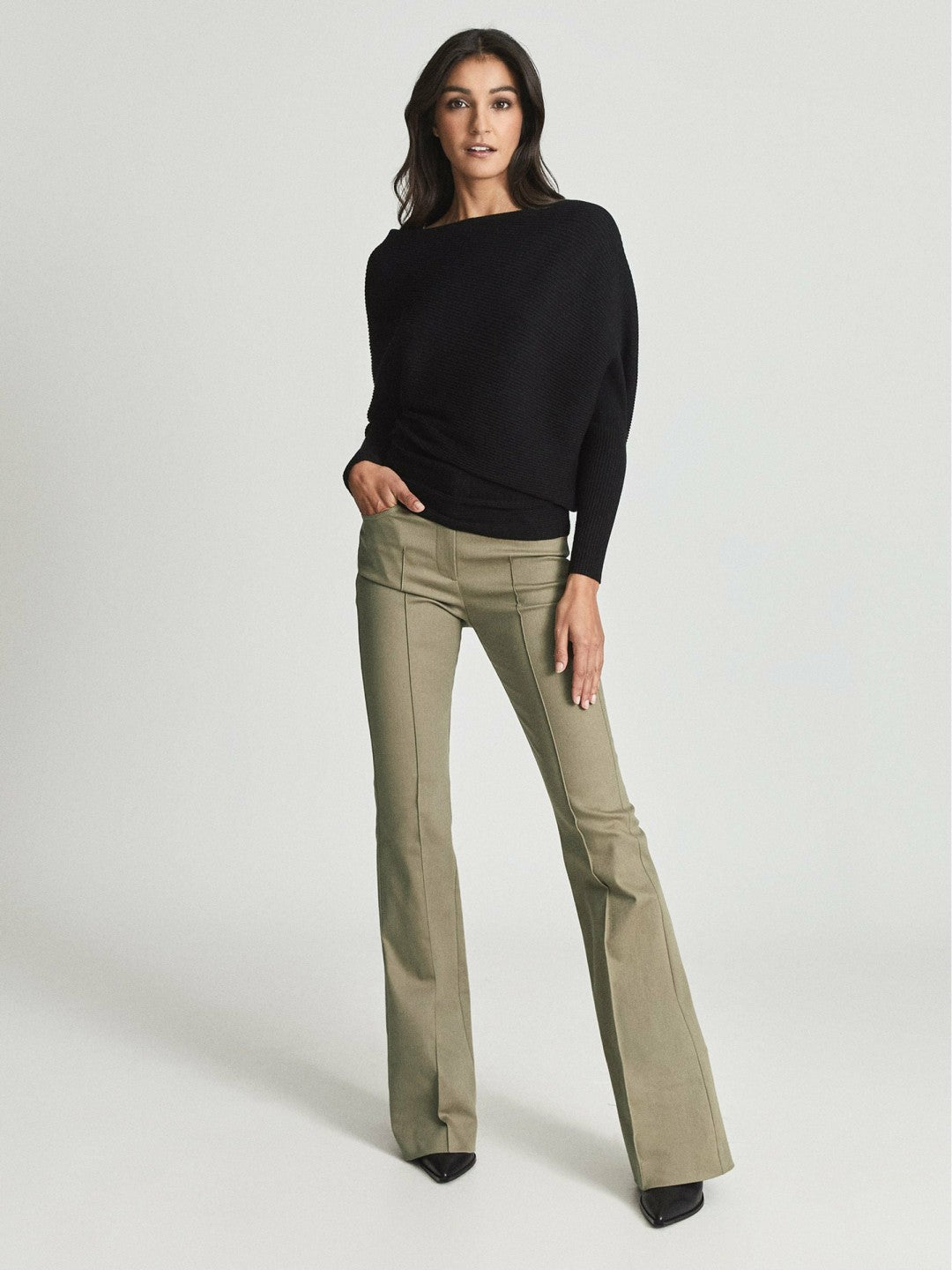 Asymmetric Knitted Top in Black