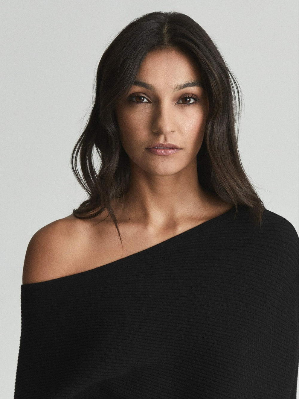 Asymmetric Knitted Top in Black